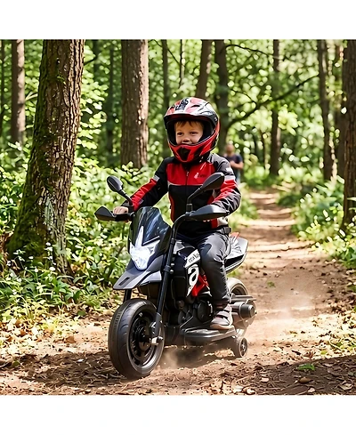 6V Kids Ride On Licensed Motorcycle Toy, Battery Powered Sport Bike with Training Wheels for Indoor Outdoor Play, Gray/Red/Black, Ages 3-6