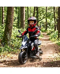 6V Kids Ride On Licensed Motorcycle Toy, Battery Powered Sport Bike with Training Wheels for Indoor Outdoor Play, Gray/Red/Black, Ages 3-6