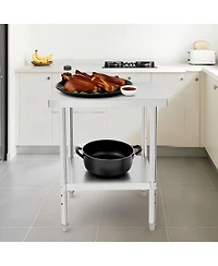 24 x 12 30/24 30 in. Stainless Steel Bbq Prep Table, Outdoor Grill Work Table with Removable Backsplash for Patio Backyard, Silver