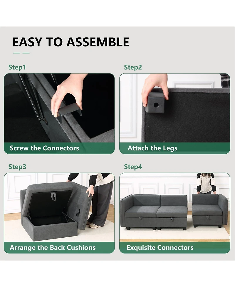 Folding Ottoman Footrest for Sectional Sofa, Soft Upholstered Cushion Stool for Living Room Bedroom Office and Dorm, Black/Gray