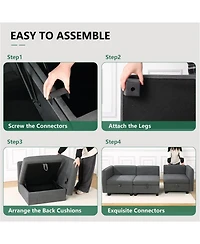 Folding Ottoman Footrest for Sectional Sofa, Soft Upholstered Cushion Stool for Living Room Bedroom Office and Dorm, Black/Gray