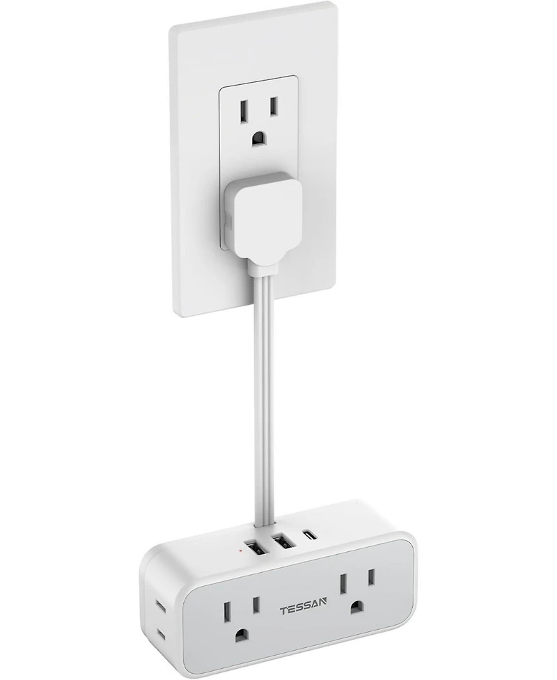 Tessan Wall Outlet Extender with 0.5Feet, 1 Usb C, 5.5 inches for Home, Office and Travel