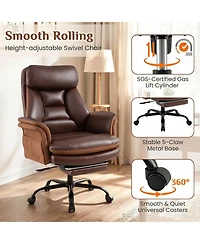 Sugift Big and Tall Ergonomic Office Chair with Faux Leather and Footrest