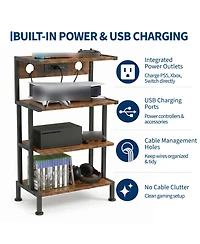Gaomon 4-Tier Gaming Console Stand with Shelves, Heavy Duty Video Game Organizer, Media Storage Rack for Living Room Bedroom Game Room