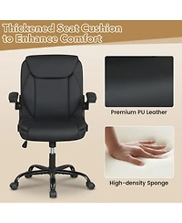 Sugift Ergonomic Leather Office Chair with Flip-Up Armrests and Rocking Function