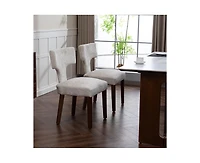 Flynama Set of 2 Chenille Mid Century Dining Chairs, Wood Frame Upholstered Accent Chairs