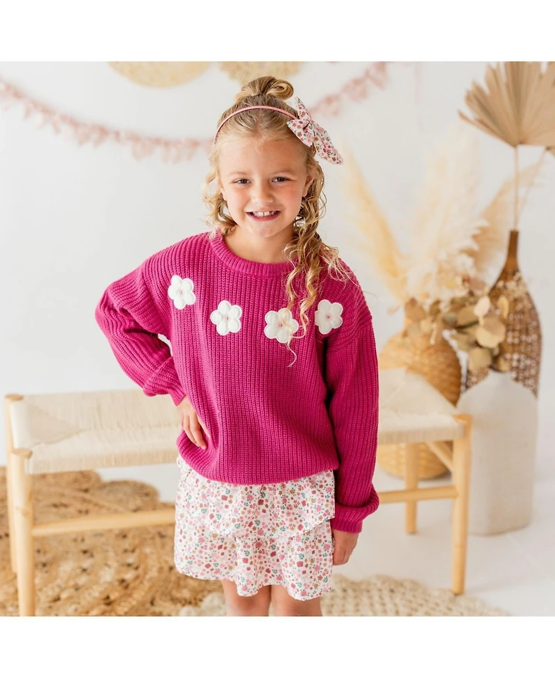 Sweet Wink Baby Girls Floral Applique Sweater
