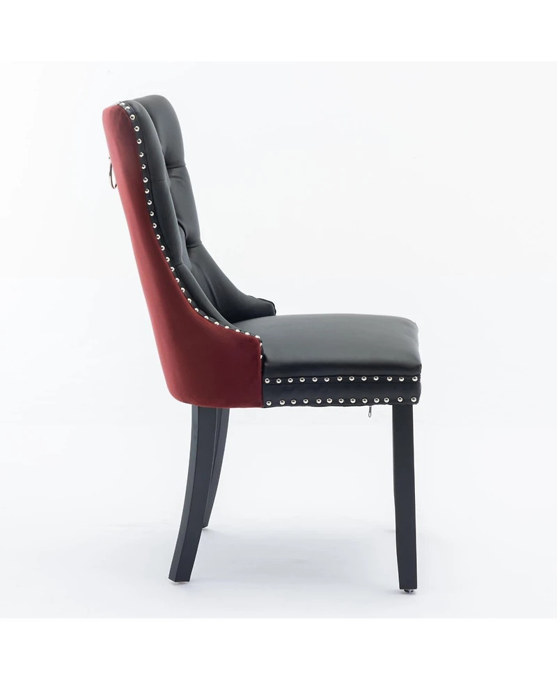 Flynama Collection Modern Dining Chairs Set of 2, High-End Tufted Upholstered Chair with Pu and Velvet Back