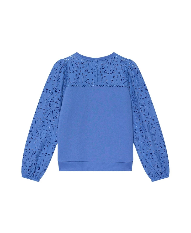 Mint Velvet Women's Cotton-Blend Broderie Blouson-Sleeve Sweatshirt