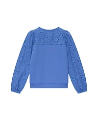 Mint Velvet Women's Cotton-Blend Broderie Blouson-Sleeve Sweatshirt
