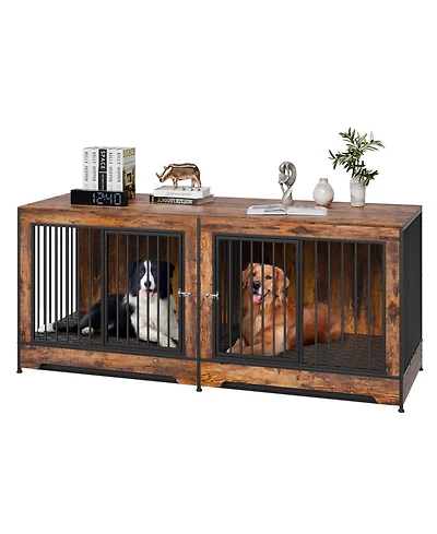 Vevor Dog Crate Furniture 75 in Indoor Wooden Dog Kennel with Divider and Tray