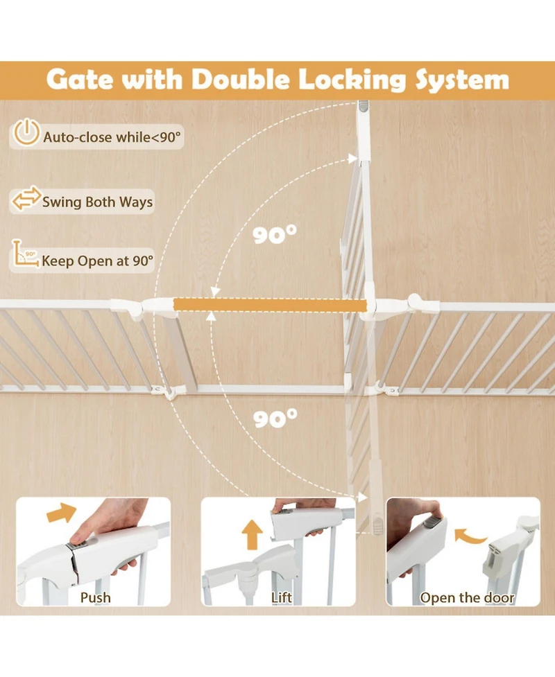 Sugift 8-Panel Extra Wide Pet Safety Gate with Auto-Close Door
