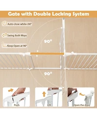 Sugift 8-Panel Extra Wide Pet Safety Gate with Auto-Close Door