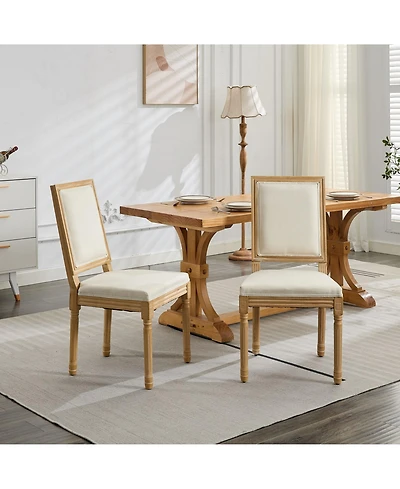 Flynama Set of 2 French Louis Solid Wood Dining Chairs, Carved Frame Rattan Back 300 Lbs Capacity