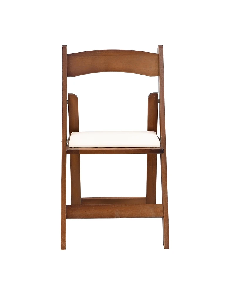 Flynama Set of 4 Solid Wood Folding Dining Chairs with Pu Leather Cushions, Walnut Finish, No Assembly