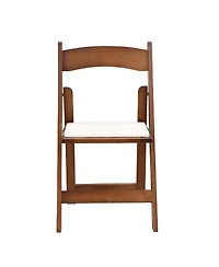 Flynama Set of 4 Solid Wood Folding Dining Chairs with Pu Leather Cushions, Walnut Finish, No Assembly