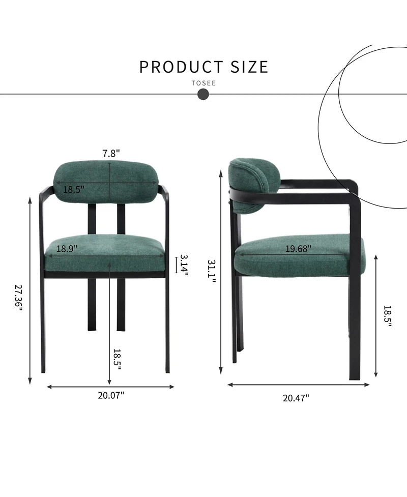 Flynama Modern Boucle Dining Chairs Set of 2, Mid-Century Upholstered Side Chairs with Metal Legs