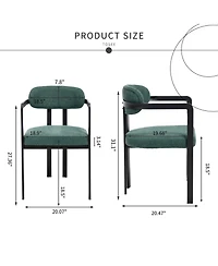 Flynama Modern Boucle Dining Chairs Set of 2, Mid-Century Upholstered Side Chairs with Metal Legs