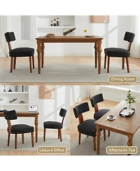 Flynama Set of 2 Linen Curved Wingback Dining Chairs, Rubber Wood Legs 250lbs Weight Limit