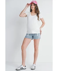 Hello Miz Maternity Short-Sleeve Fitted V-Neck Top