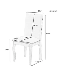 Flynama Set of 2 Upholstered Dining Chairs with Rubber Wood Frame, Fabric Seat, Nailhead Detail
