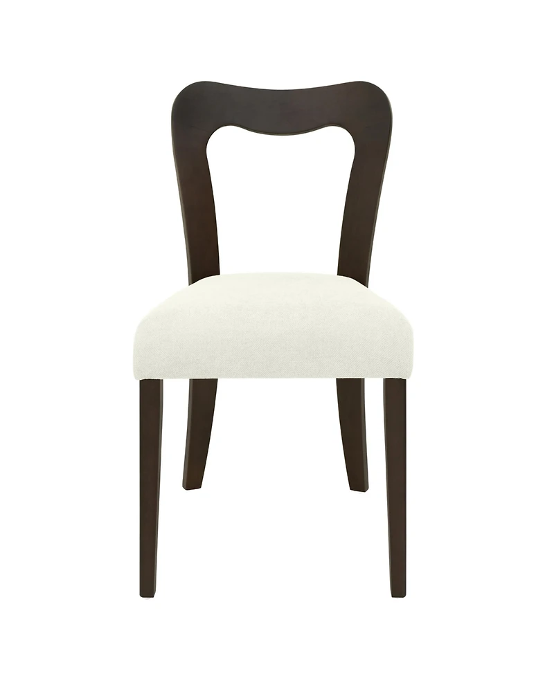 Flynama Set of 2 Rubberwood Open Back Dining Chairs, Minimalist Upholstered Armless Kitchen Chairs