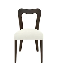 Flynama Set of 2 Rubberwood Open Back Dining Chairs, Minimalist Upholstered Armless Kitchen Chairs