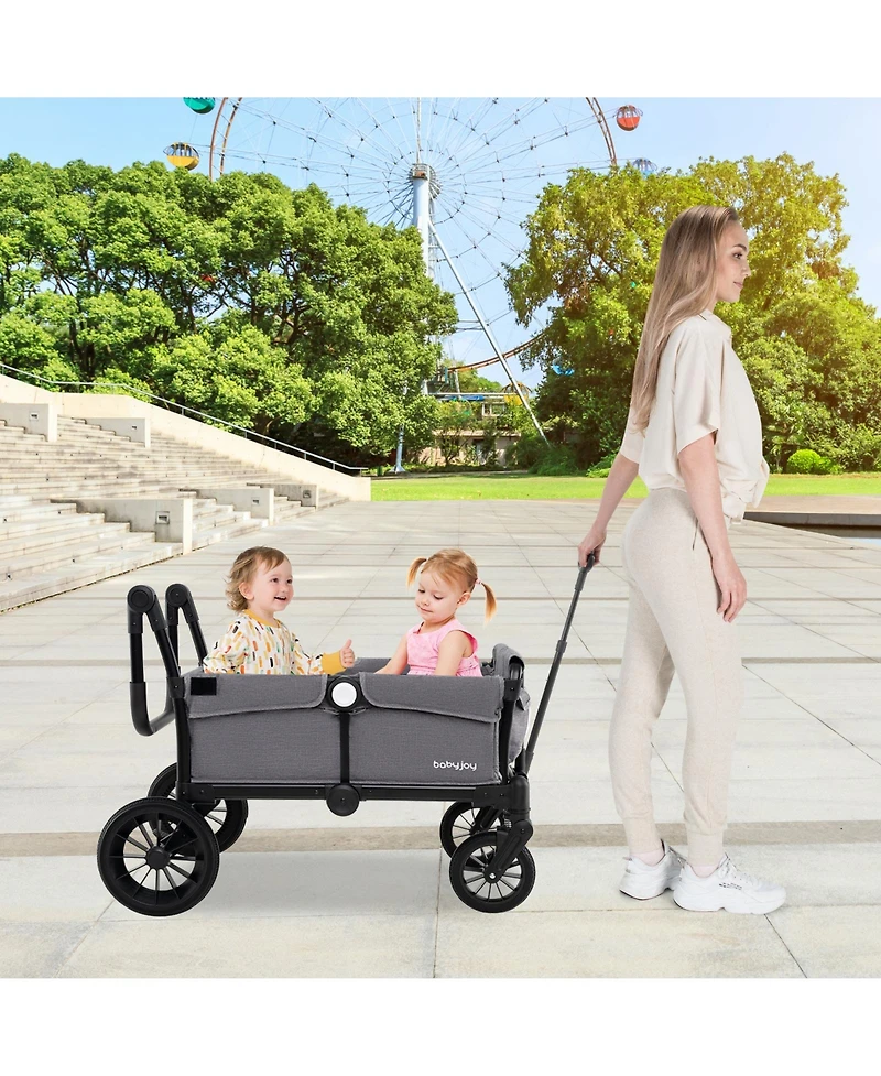Costway Wagon Stroller for 2 Kids Push Pull Double Stroller