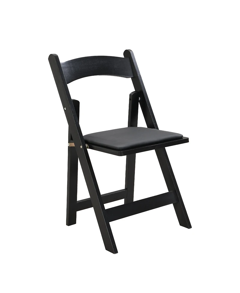 Flynama Set of 4 Folding Solid Wood Dining Chairs with Pu Leather Cushions, Finish, Portable Seating