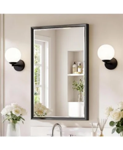 Sonkuki Bathroom Mirror For Over Sink With Anti Rust Frame Aluminum Double Beveled Frame Tempered Glass Wall Mirror For Restroom Farmhouse