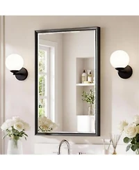 Sonkuki Bathroom Mirror For Over Sink With Anti Rust Frame Aluminum Double Beveled Frame Tempered Glass Wall Mirror For Restroom Farmhouse