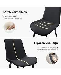 Flynama Set of 2 Pu Leather Dining Chairs, Carbon Steel Metal Legs 330 Lbs Weight Capacity