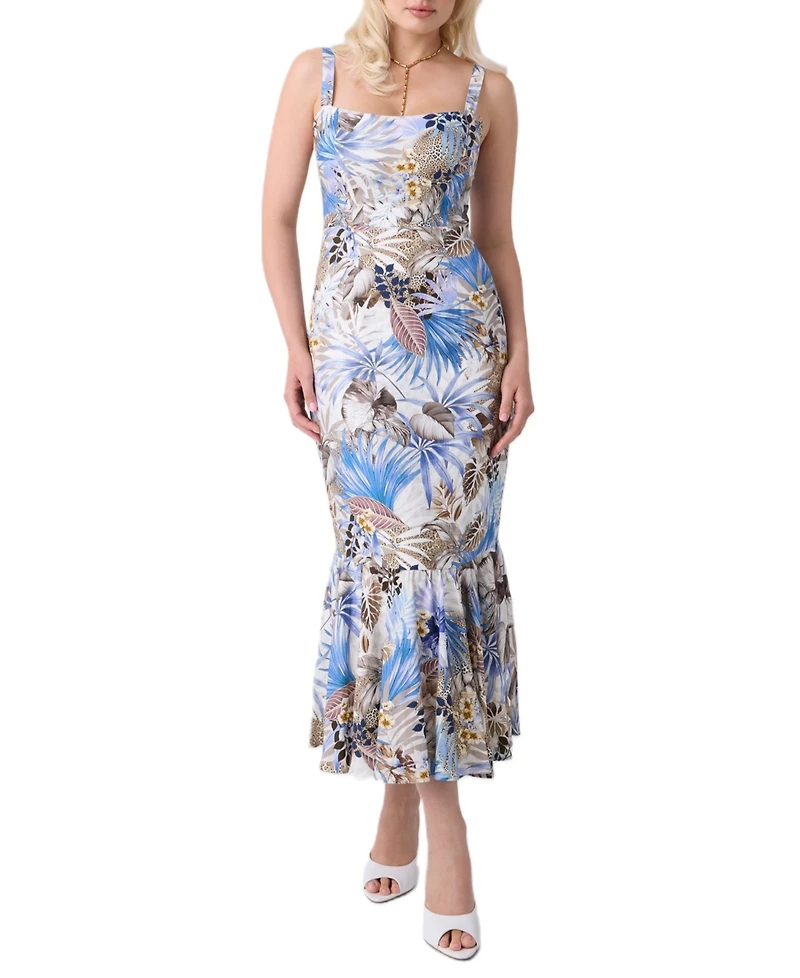 Guess Women's Rory Linen-Blend Ruffled Hem Dress