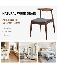 Flynama Set of 2 Rubberwood Dining Chairs, Ergonomic Arched Back Tsca Foam 300lbs Capacity