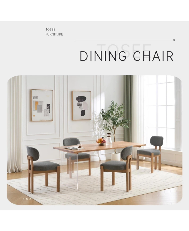 Flynama Wooden Dining Chairs Set of 2, Fabric Upholstered Farmhouse Chairs with Thick Cushion and Chenille Seat