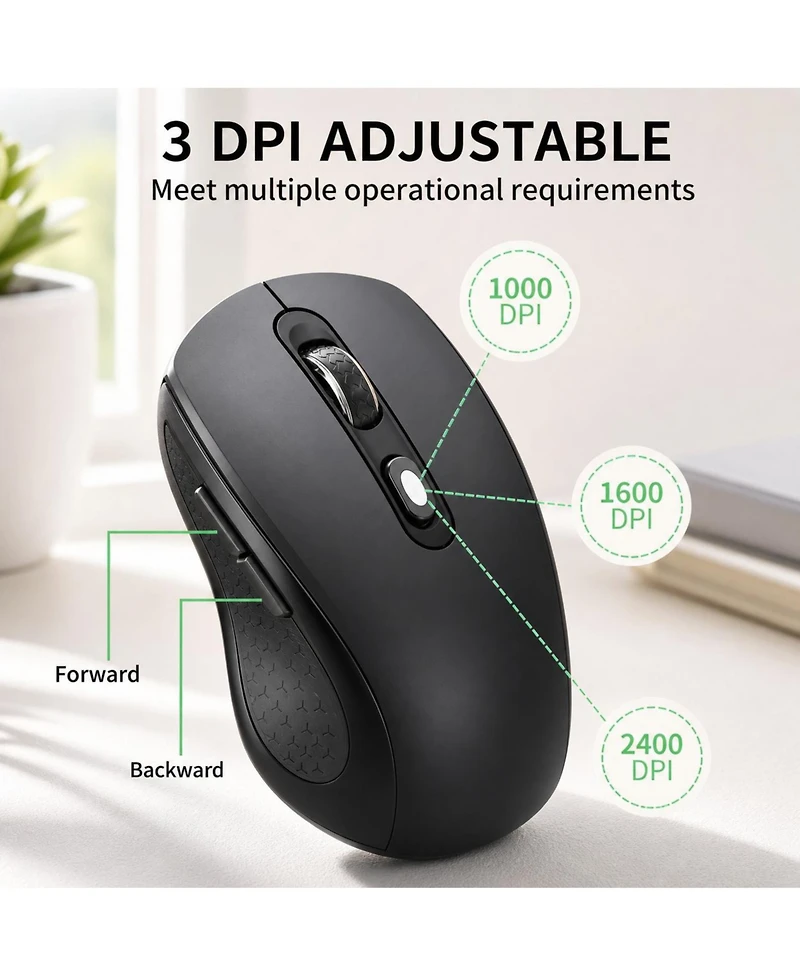 Lofree 24GHz Wireless Silent Mouse 2400 Dpi Adjustable 6 Buttons Ergonomic For Laptop Pc