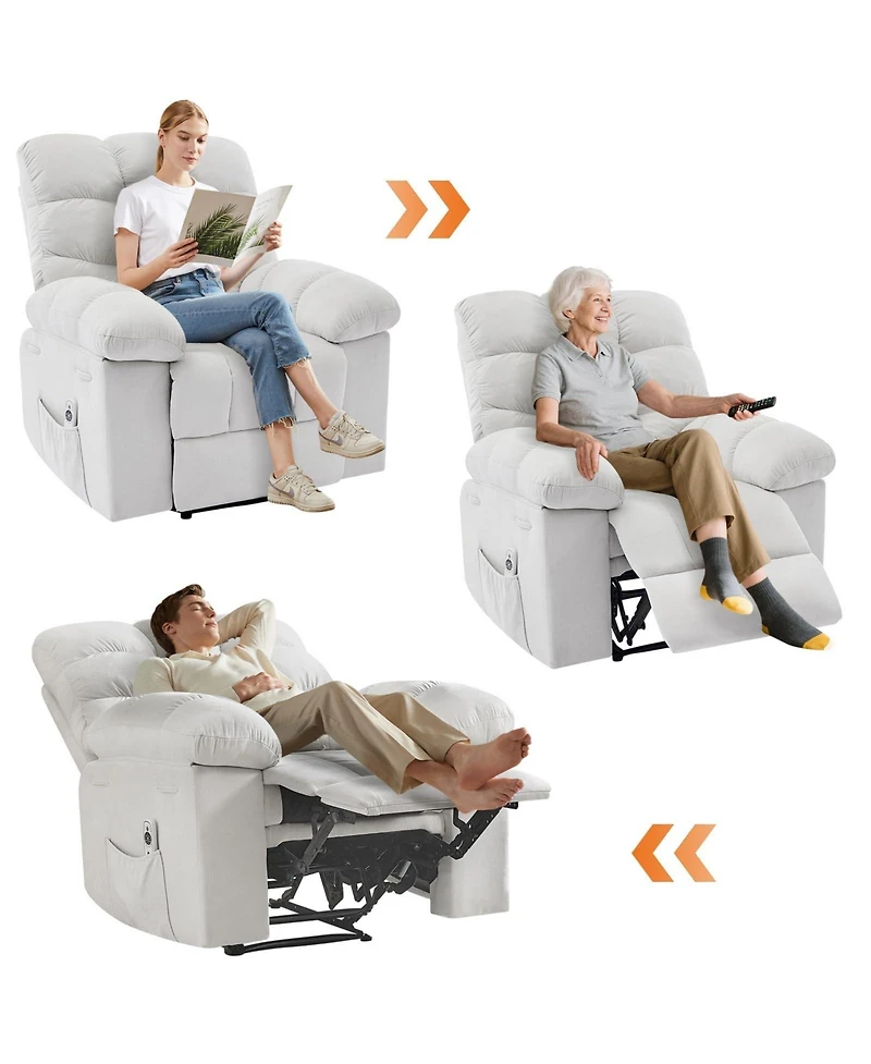 gaomon 360degree(s) Swivel Recliner Chair for Living Room and Nursery - Upholstered Fabric, Q235 Steel Frame, Manual Recliner,300 lbs Capacity