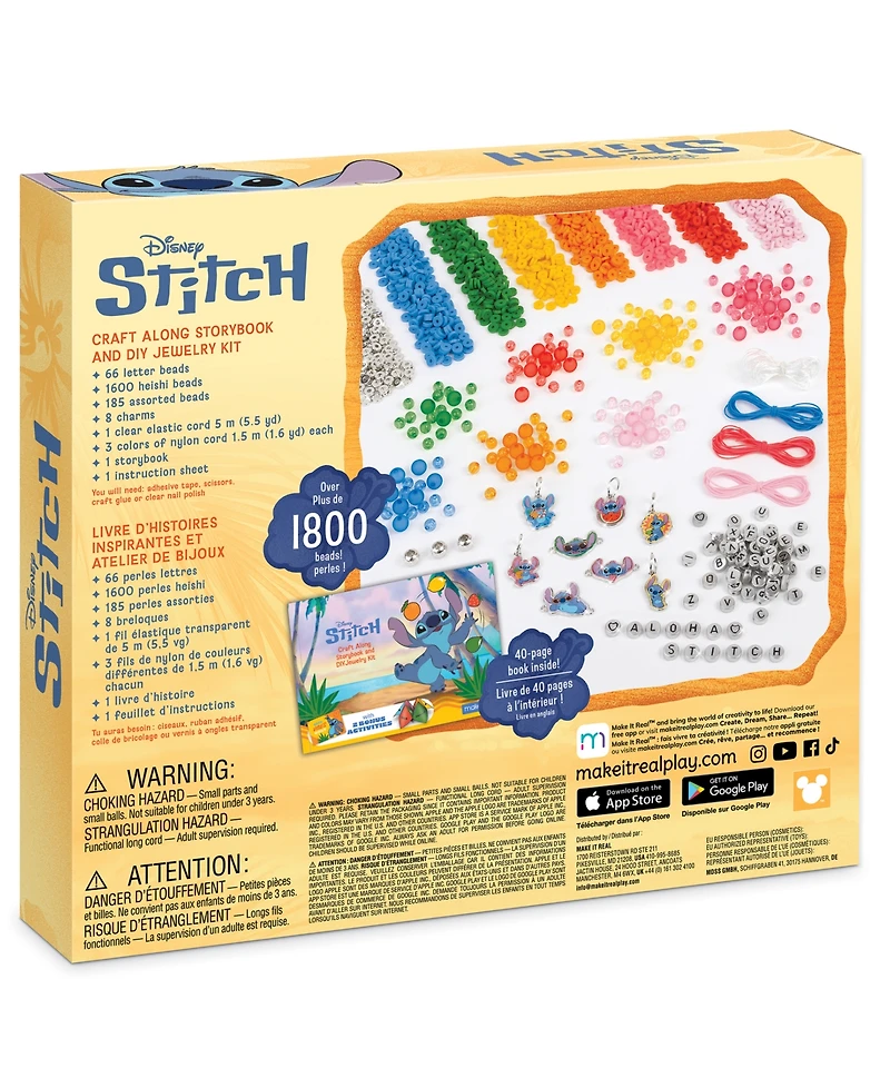 Make It Real Disney Stitch Craft Along Storybook and Diy Jewelry Kit, Ages 6+