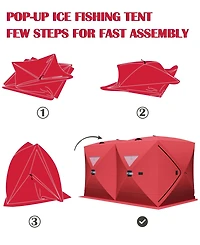 homfan Portable Pop Up Ice Fishing Shelter 70"x70"x79"/140"x70"x79" Insulated Hub Tent, Waterproof Oxford, 2-8 Persons