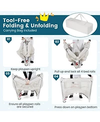 Costway Baby Bassinet Bedside Crib with Changing Table Mattress Detachable Canopy Basket