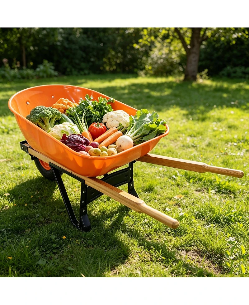 Streamdale Furniture Steel Tray Two-Wheel Garden Barrow with 15" Pneumatic Wheel
