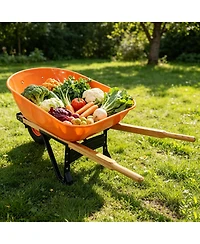 Streamdale Furniture Steel Tray Two-Wheel Garden Barrow with 15" Pneumatic Wheel