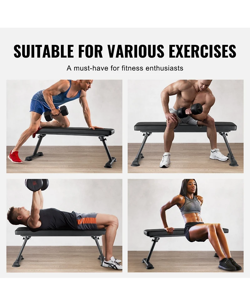 Vevor Flat Weight Bench Foldable Strength Training Bench for Full Body Workout
