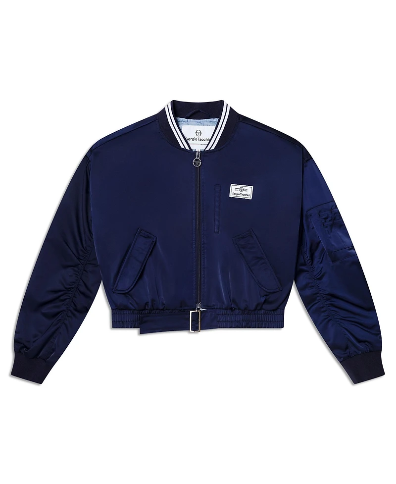 Sergio Tacchini Women's Piano Cropped Satin Bomber Jacket