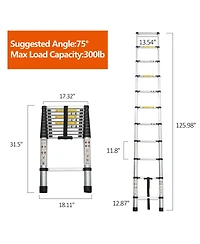 Streamdale Furniture 10.5FEET Telescoping Aluminum Extension Ladder, 300 lbs Capacity