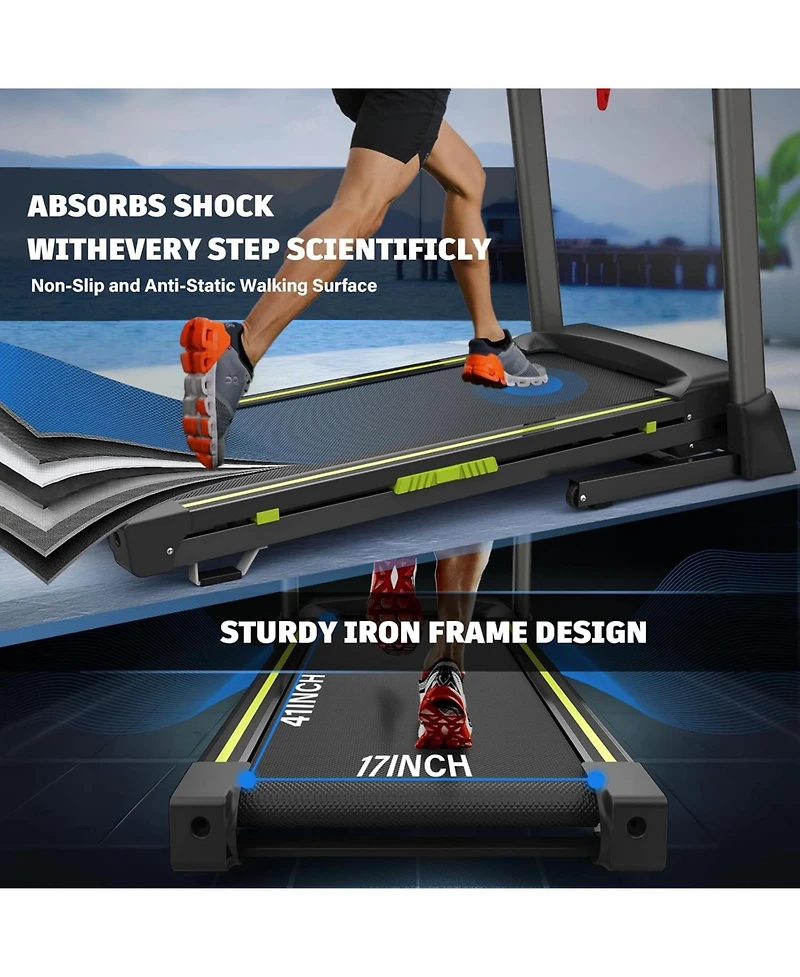 Sevorley Foldable Treadmill with Incline, 2.5HP Quiet Motor, Lcd Display, 12 Programs, 330 lb Capacity