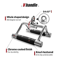 Sevorley 5-Piece Cable Machine Attachment Set with Triceps Rope, V Bar, Double D Handle, Lat Bar and Snap Hooks