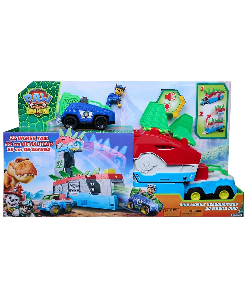 Paw Patrol Chase Dino Movie 2-in-1 Transforming Playset with Vehicles, Ages 3+