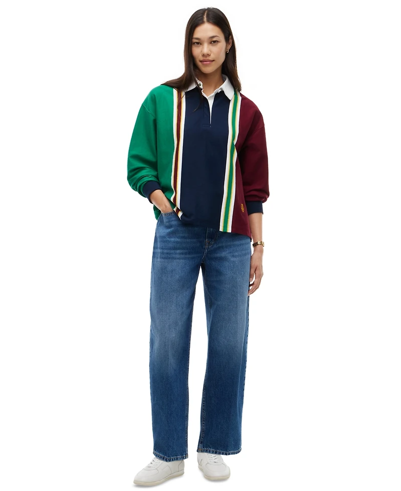 Tommy Hilfiger Women's American Icons Rugby Long-Sleeve Striped Polo Sweater