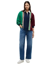 Tommy Hilfiger Women's American Icons Rugby Long-Sleeve Striped Polo Sweater